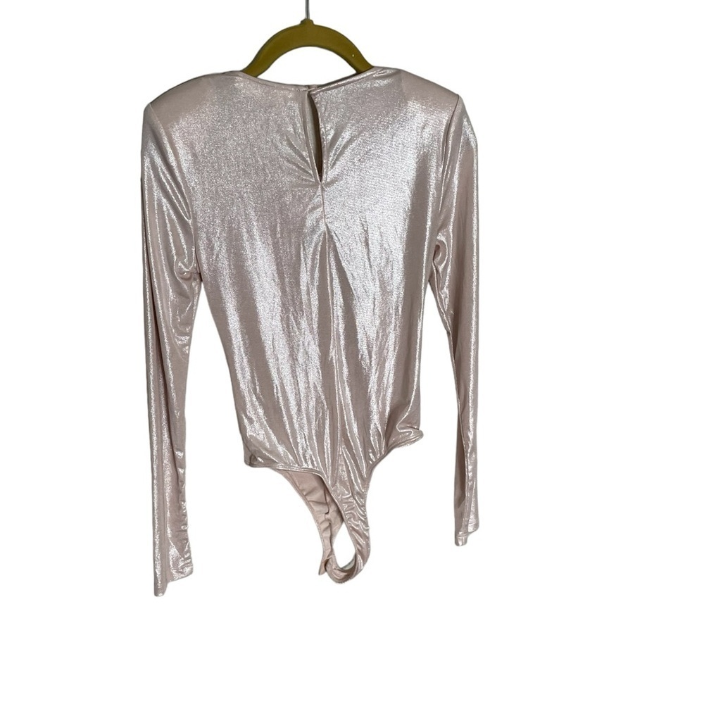 Astr Metallic Pink Long Sleeve Bodysuit - Picture 7 of 8
